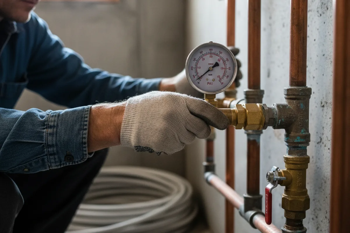 Pressure testing a repaired line during Water Line Repair in Rochdale